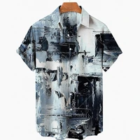 2022 summer mens short sleeved shirt retro 3d ink print hawaiian casual mens shirt loose top urban harajuku 5xl