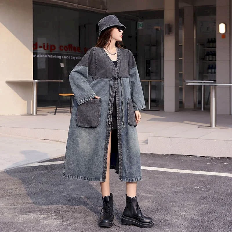 Джинсовая куртка в стиле пэчворк Женские винтажные Топы с длинным рукавом