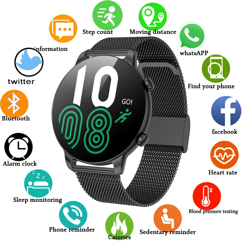 

2022 New Smart Watch Men Full Touch Screen Sport Fitness Watch IP67 Waterproof Bluetooth Call For Android ios smartwatch Men+box