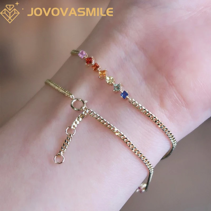 

JOVOVASMILE Natural Sapphire Ruby Colorful Gems Rainbow Bracelet 18k Yellow Gold Jewelry For Women Girls Fashion Beautiful link