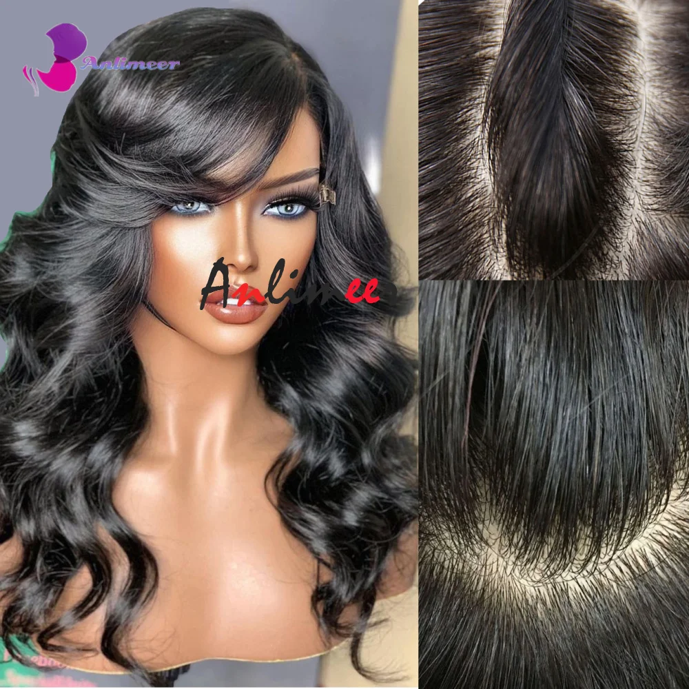 Jet Black Lace Front Wig Human Hair Left Side Part Body Wave Closure Wig Human Hair Lace Front Wigs 13X6 Lace Frontal Black Wig