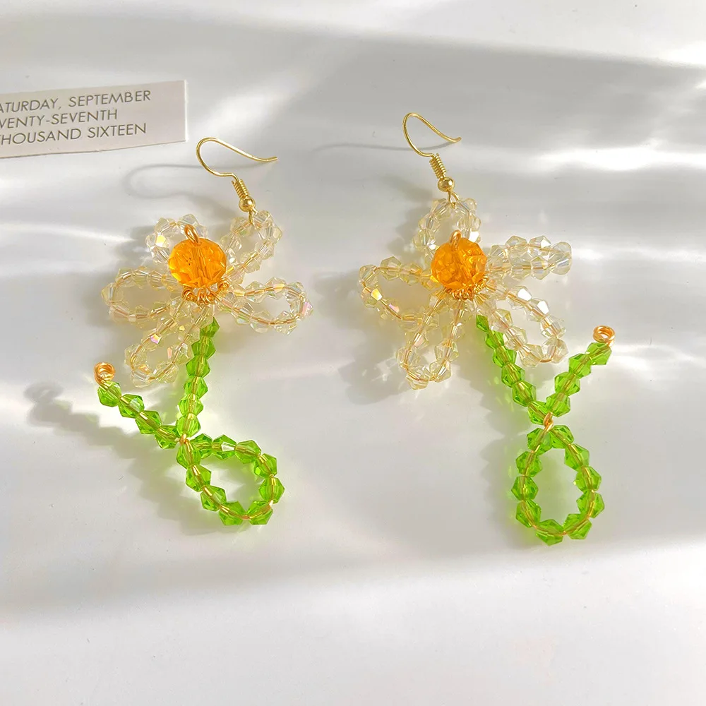 

Hand Beaded Flower Earrings for Woman Party Holiday Accessories Bohemian Fashion Drop Earrings Girls Jewelry