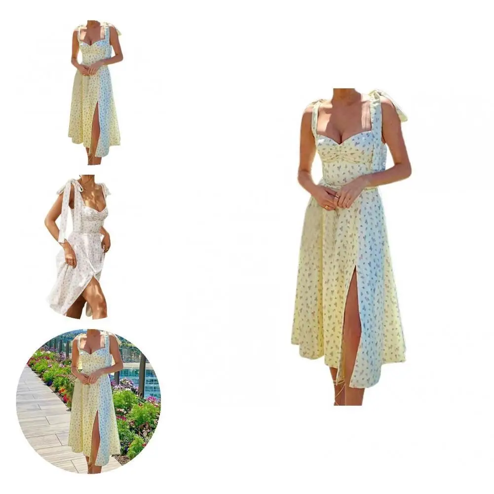 

Soft Texture Chic Sling Bandage Women Midi Dress Comfortable Party Dress Waist Tight for Club