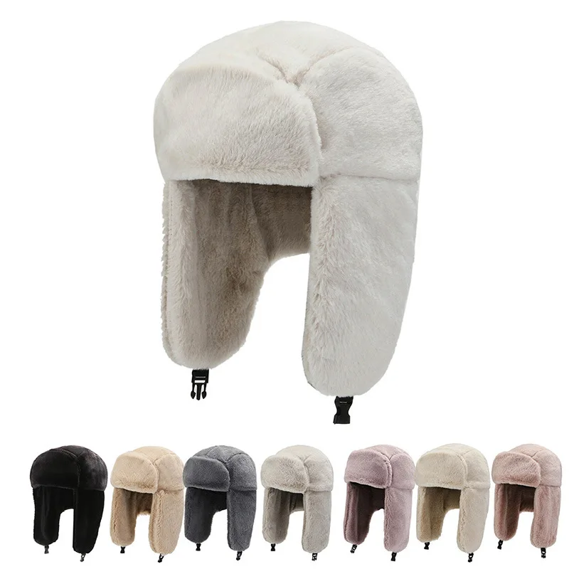 

2021 New Female Hat Fashion Lei Feng Hat Outdoor Riding Warm Ear Protection Cute Sun Hat Fleece Winter Hat