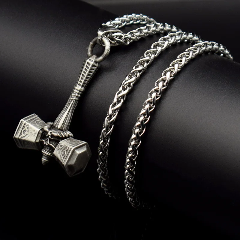 

Vintage Punk Viking Titanium Steel Awl Axe Shield Shape Pendant Necklace Men and Women Fashion Keel Chain Jewelry Holiday Gift