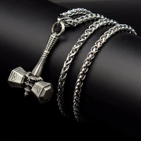 vintage punk viking titanium steel awl axe shield shape pendant necklace men and women fashion keel chain jewelry holiday gift