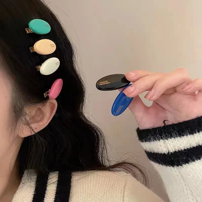 

Cute Ellipse Shape Hair Clips Fresh Smooth Plastic Barrettes For Girls Women Side Bangs BB Clips Hair Accessories