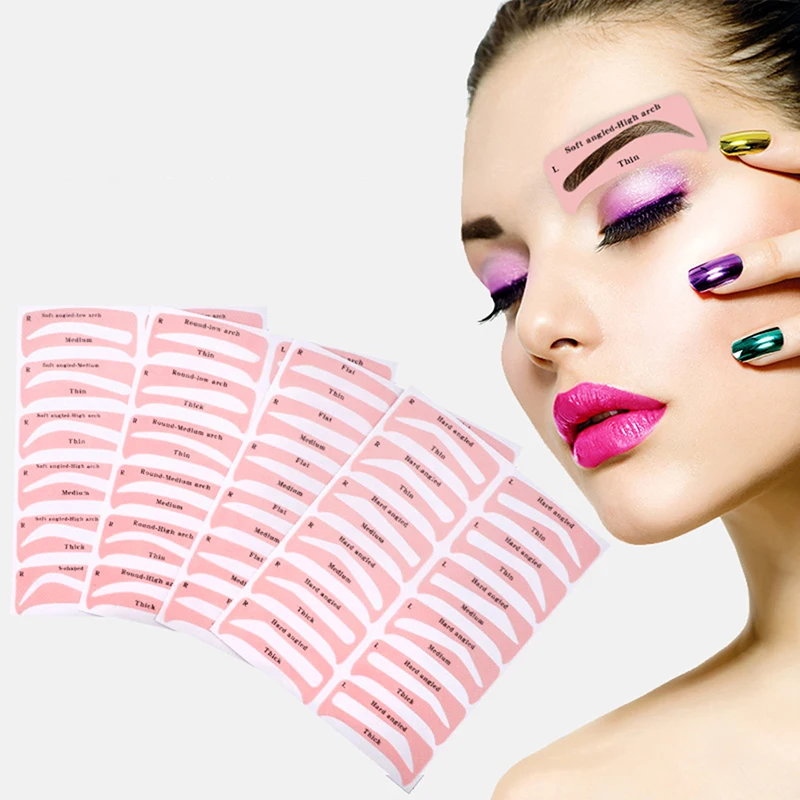 

1 Sheet Reusable Eyebrow Shaper DIY Eyebrow Stamp Sticker Card Eye Makeup Stencils Ruler Brow Definer Shaping Tool