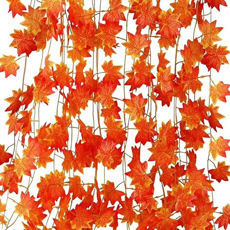 

240cm Simulation Maple Leaf Fake Wreath Plant Leaves String for Garden Wedding Party Event Indoor Outdoor Home Decoration