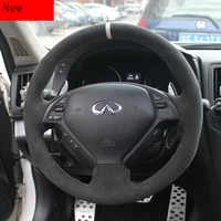 customized high quality diy hand stitched suede car steering wheel cover set for infiniti qx60 q70 q50l g25 fx37 car accessories