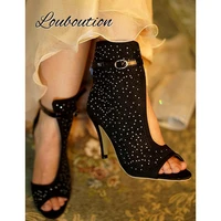 new womens rhinestone pumps high heels black sexy thin high heels female shoes mesh breathable fashion ladies party sandals