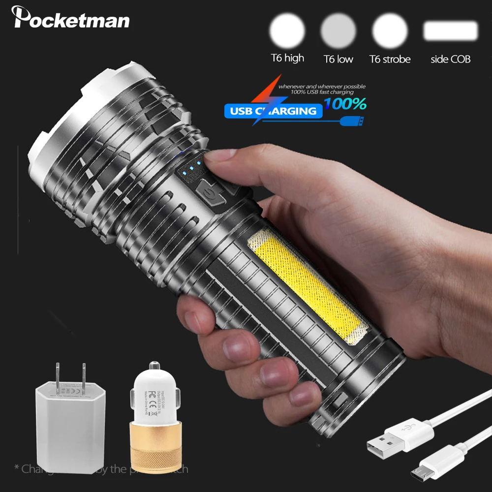 

Светодиодный фонарь T6 + COB, уличный фонарь с USB-зарядкой и босветильник индикатором мощности