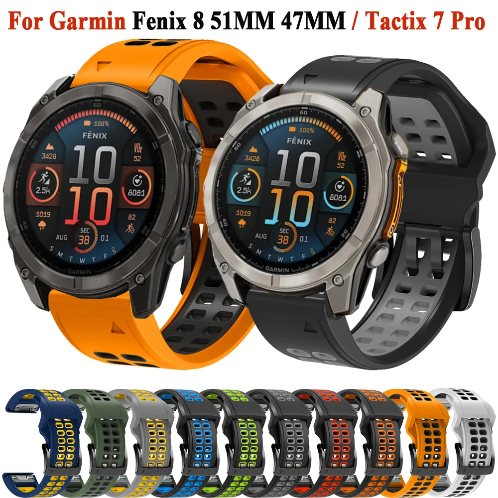 Fenix8 QuickFit 22 26mm Watch Band For Garmin Epix Pro/Fenix 8 47mm 51mm/ 6X 6 Pro Solar 7 7X 5 5X Plus Silicone Strap