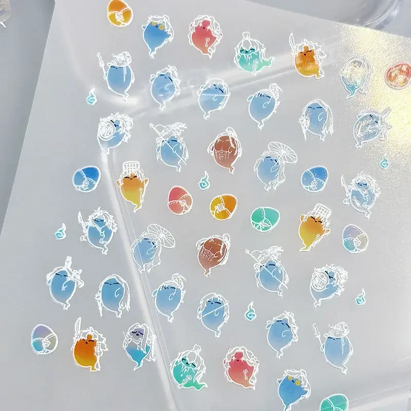 NEW Ashes Of The Kingdom Manicure Raven Brother Q Version DIY Decoration Transparent Stickers Semitransparent Girl Gift