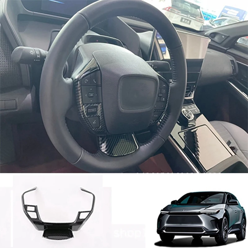 

Car Carbon Fiber Steering Wheel Panel Cover Trim Decoration Frame Sticker For Toyota Bz4x 2022 2023