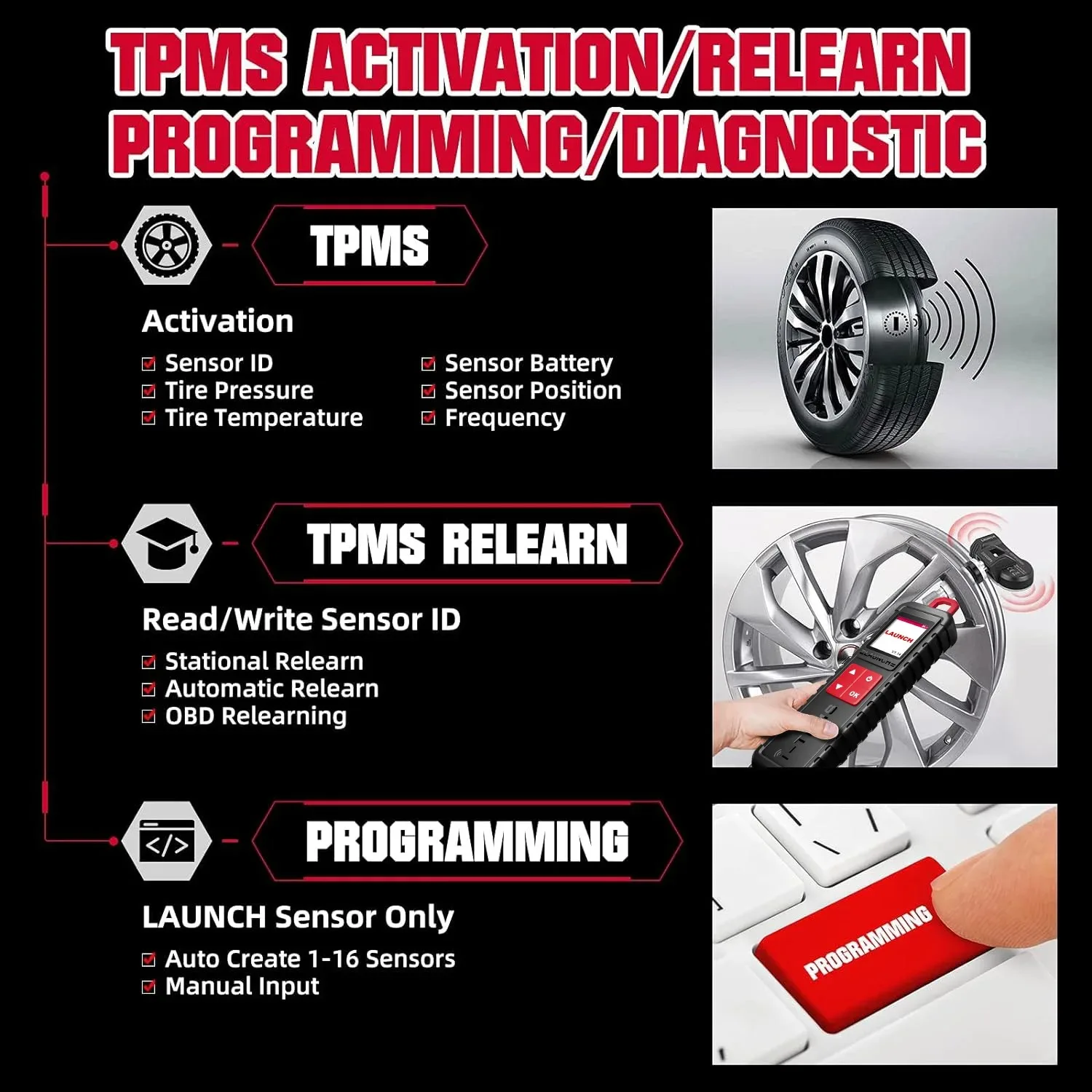 Фото LAUNCH X-431 i-TPMS Инструмент для освобождения детектора давления в шинах TPMS, датчики активации/обучения/программирования работает с сканером X431 №4