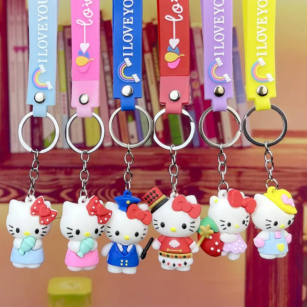 

Key Chains Sanrio High Quality Pvc Hello Kt About 6Cm Kawaii Promotional Couple Lovely Gifts for Girls Boys Friends Childrens