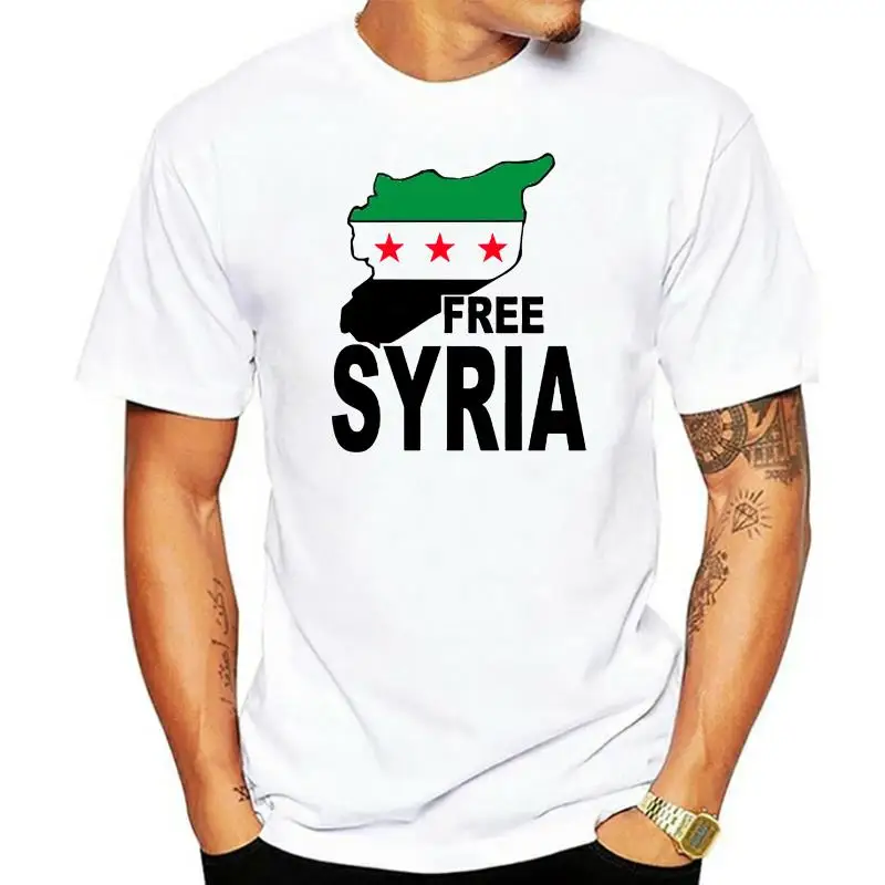 

Бесплатная доставка, новая модная мужская футболка с круглым вырезом, свободная футболка в Сирии, Коллекция 100% года, Мужская футболка с симв...