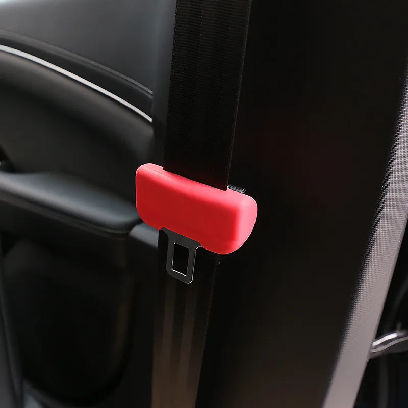 

For Tesla Model 3/Y Seatbelt Buckle Protective Cover Silicone Collision Avoidance Red Black Car Safety Belt Clip Protector