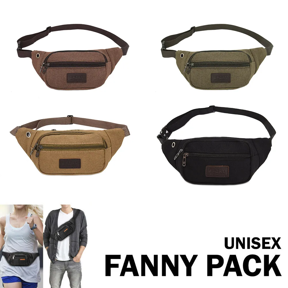 

Men Lady Canvas Fanny Casual Package Money Bag Sports Travel Waist Hip Belt Bag