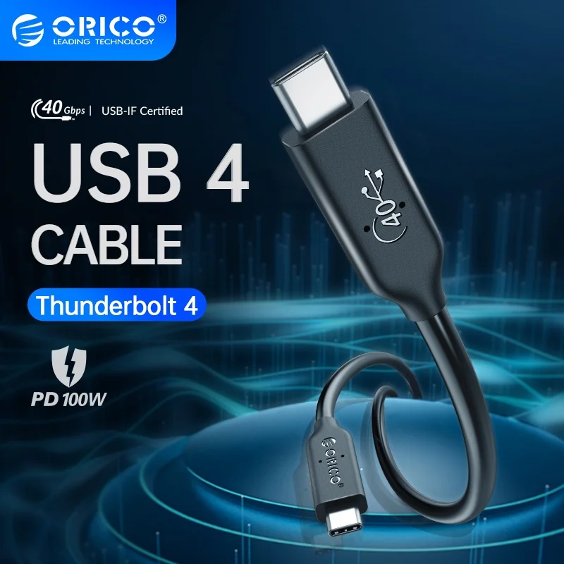 

ORICO U4C03 USB 4 Cable USB-IF Certified USB C Cable HD 8K @60Hz PD100W Fast Charge Thunderbolt 4 40Gbps Data Transfer 30cm 80cm