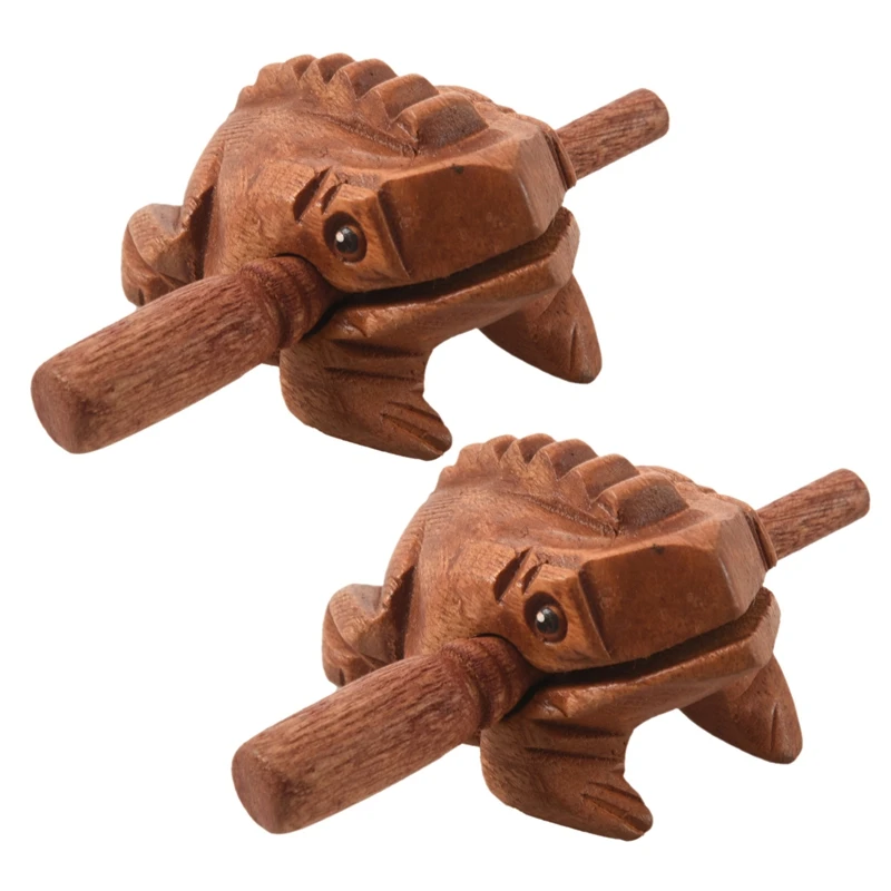 

2X резной деревянный перкуссионный музыкальный звук деревянная лягушка тональный блок игрушка