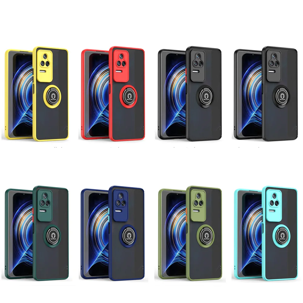Модный матовый чехол KEYSION для Xiaomi POCO F4 5G прозрачная подставка с кольцом