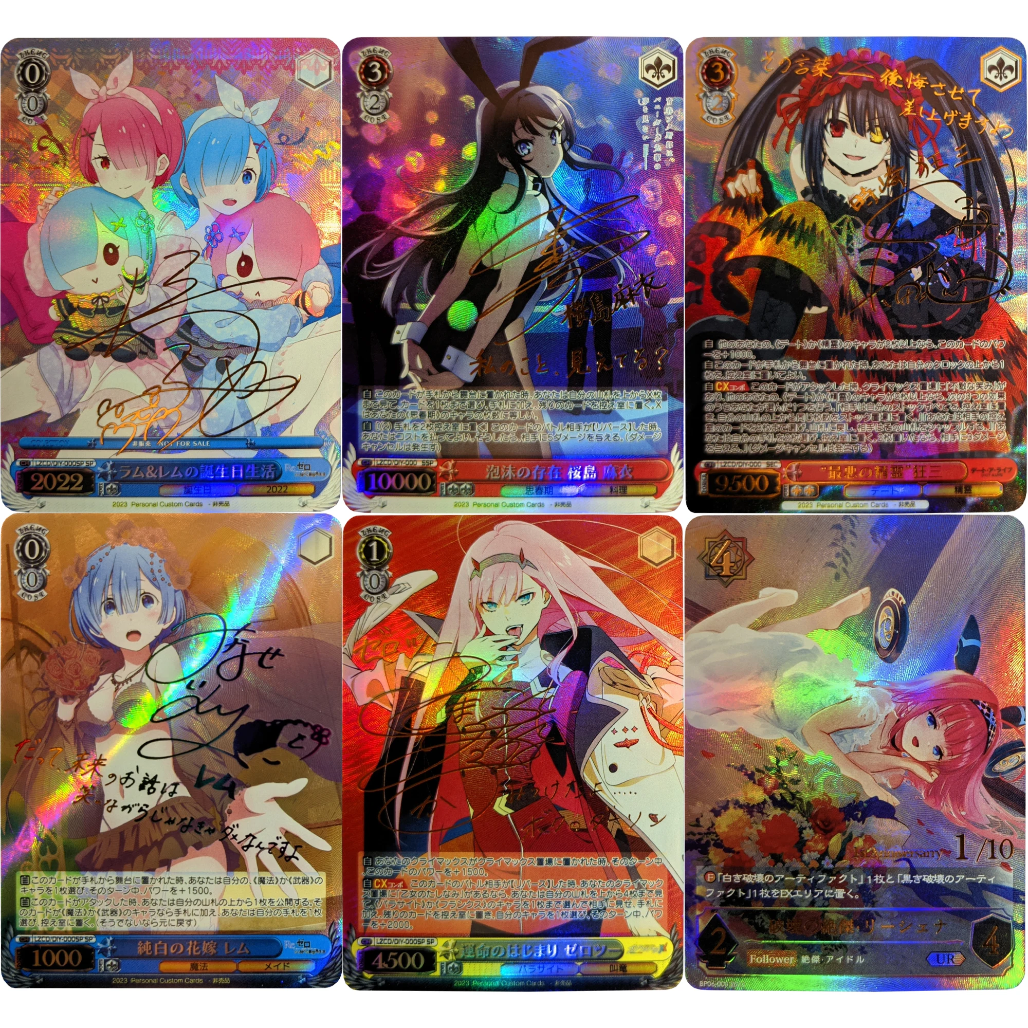 6 стилей Аниме Девушки Tokisaki Kurumi Rem Sakurajima Mai Zero две подписи строительная игрушка