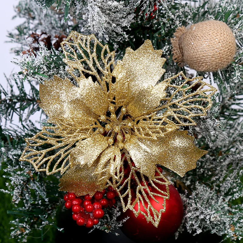 

Christmas Tree Decorations 5pcs Glitter Christmas Flowers Christmas Decorations for Home Xmas Decor Happy New Year 2023 Decor