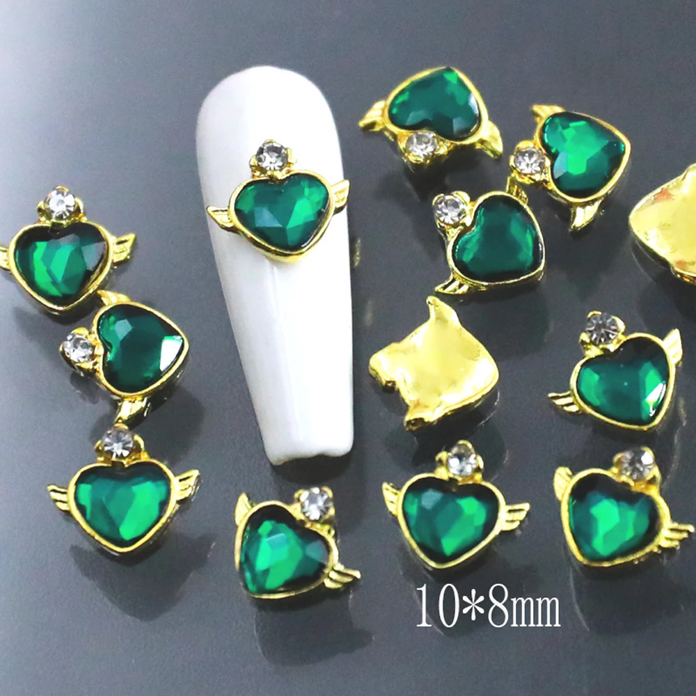 10 шт. циркониевое сердце металлические украшения для ногтей принадлежности