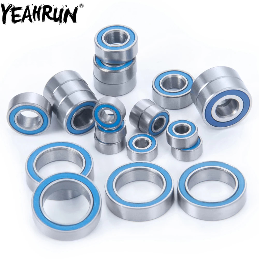 YEAHRUN 22Pcs Complete Blue Ball Bearing Kit Rubber Sealed Chrome Steel For 1/10 Team Associated RC10 B6.2 RC Crawler Car