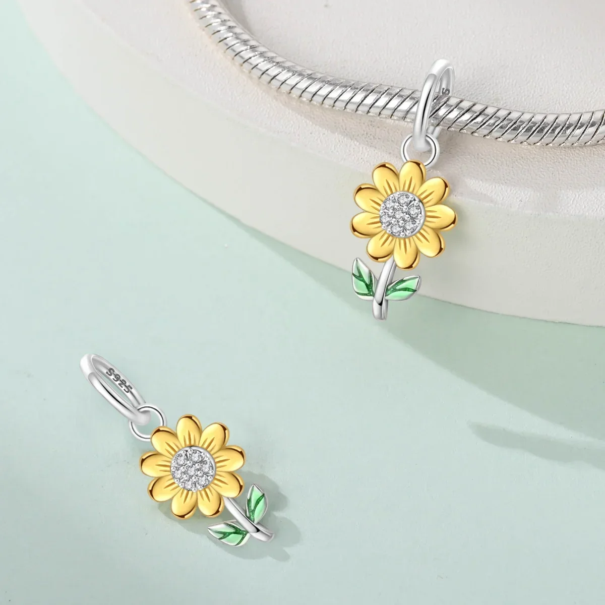 Оригинальные бусины из стерлингового серебра 925 пробы серия весенних цветов