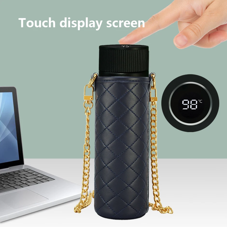 

taza spill proof travel mug Smart Water Bottle500ml Portable Vacuum Bottle OLED Touch Screen Thermos 316 Stainless Steel