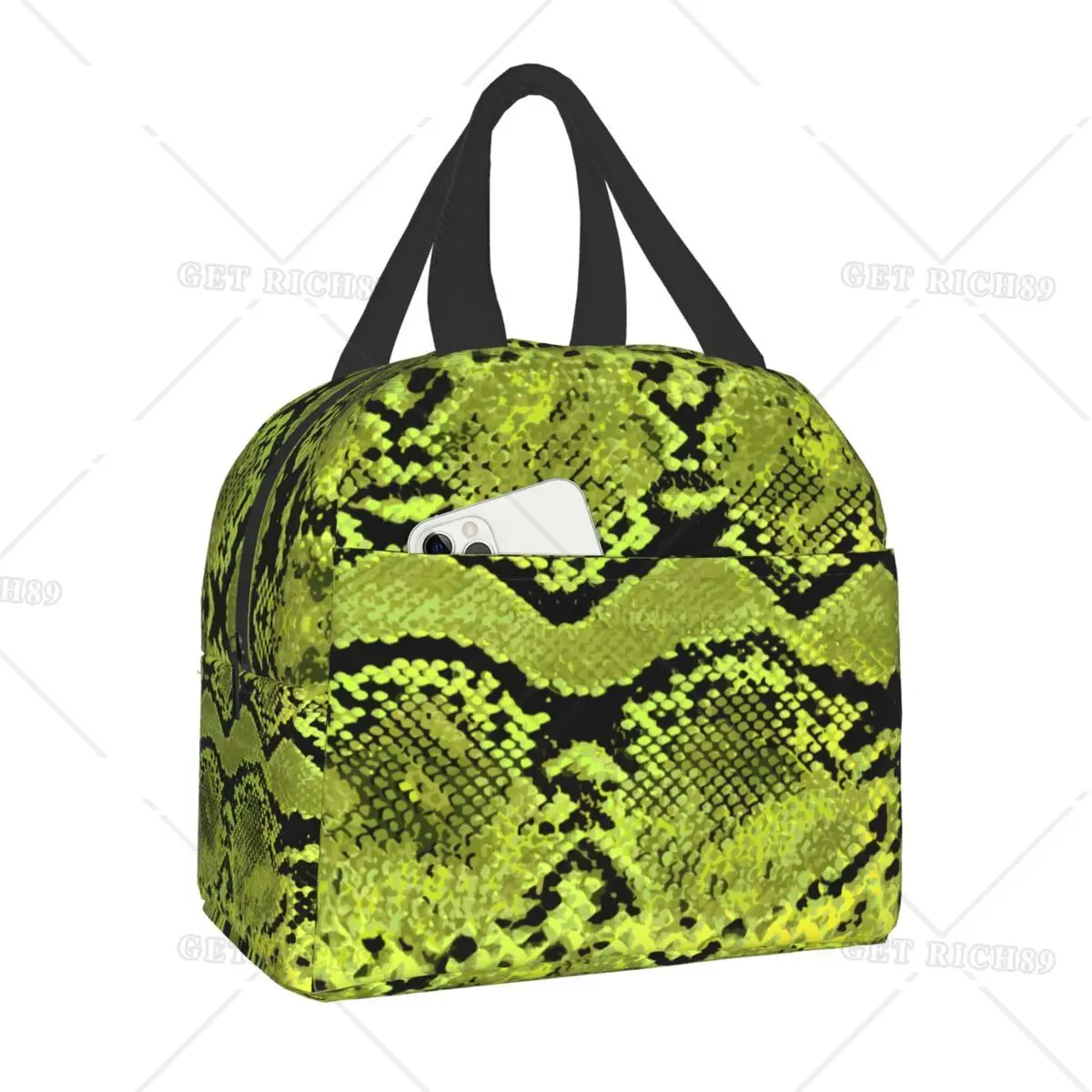 

Snake Skin Texture Insulated Lunch Bag for Work School Food Snakeskin Print Cooler Thermal Lunch Box Women Kids Picnic Bags