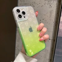 discolor laser love heart glisterning cases for iphone 13 11 12 pro max x xs xr 7 8 plus se 20 sparkling edge clear phone cover