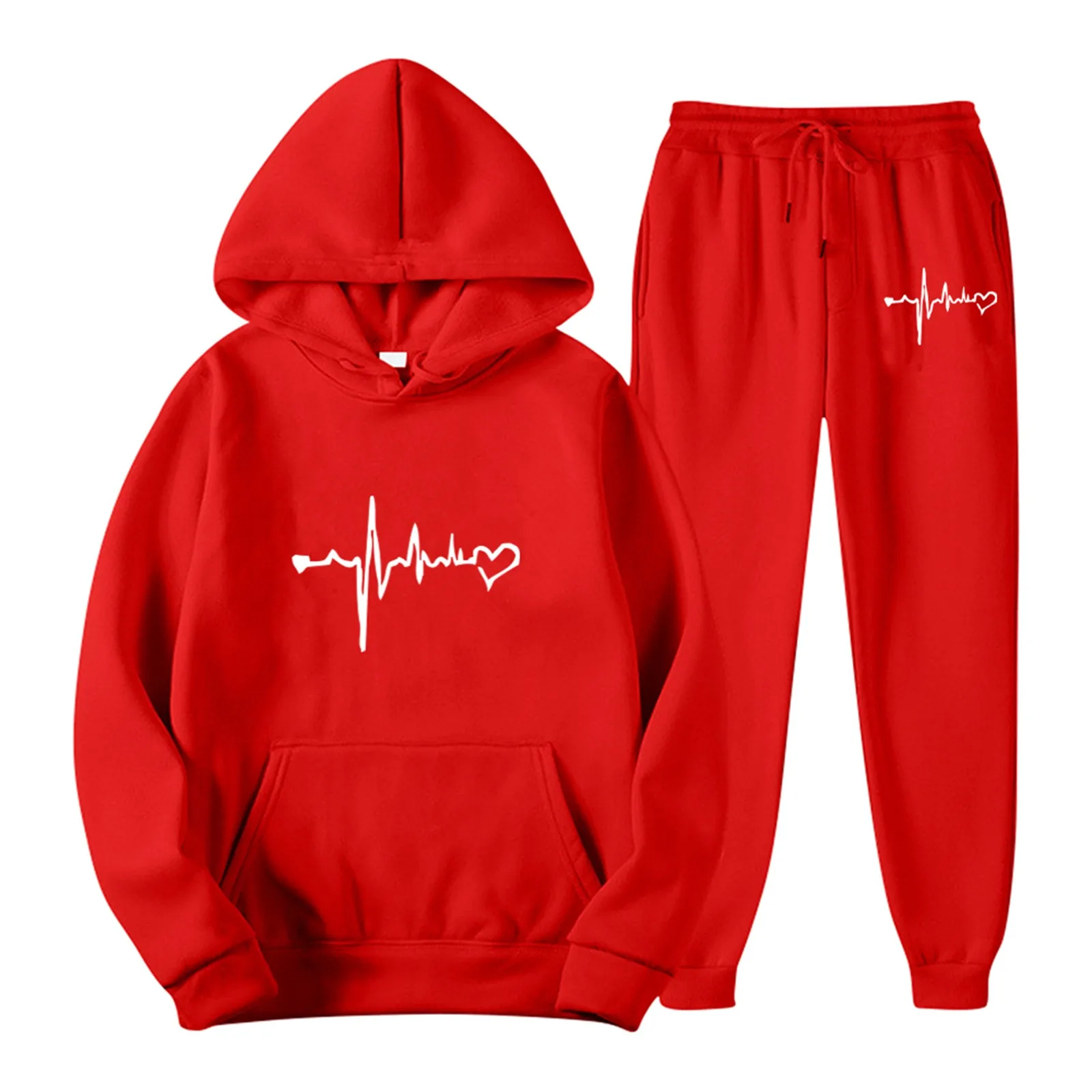 

Print Two-piece Set Solid Drawstring Hoodies & Casual Tie Waist Jogger Pants Women's Clothing Hoodie Two Piece 2023