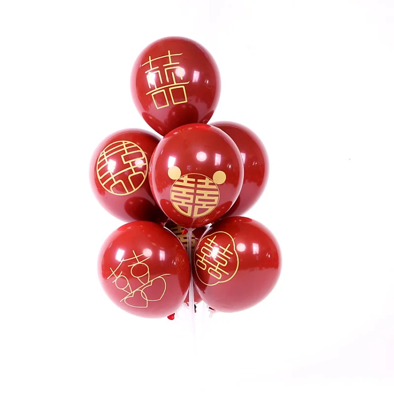 

100 шт. 10-дюймовые Свадебные Воздушные шары, однослойные и двухслойные печатные счастливые рандомные шары из красного латекса с гранатом