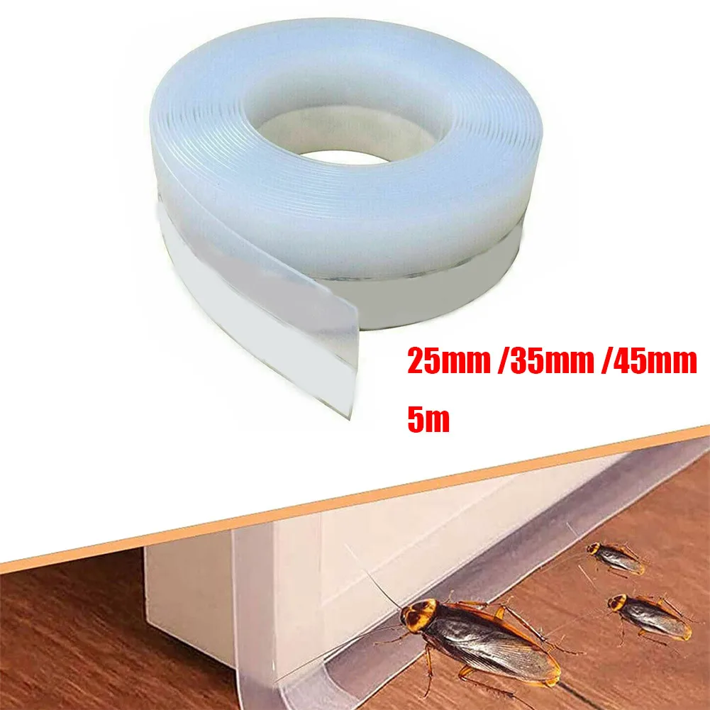 

5M/Roll Silicone Draught Excluder Weather Seal Strip Door Casement Tape Self-Adhesives Anti Mosquito Insects Roaches 25/35/45mm