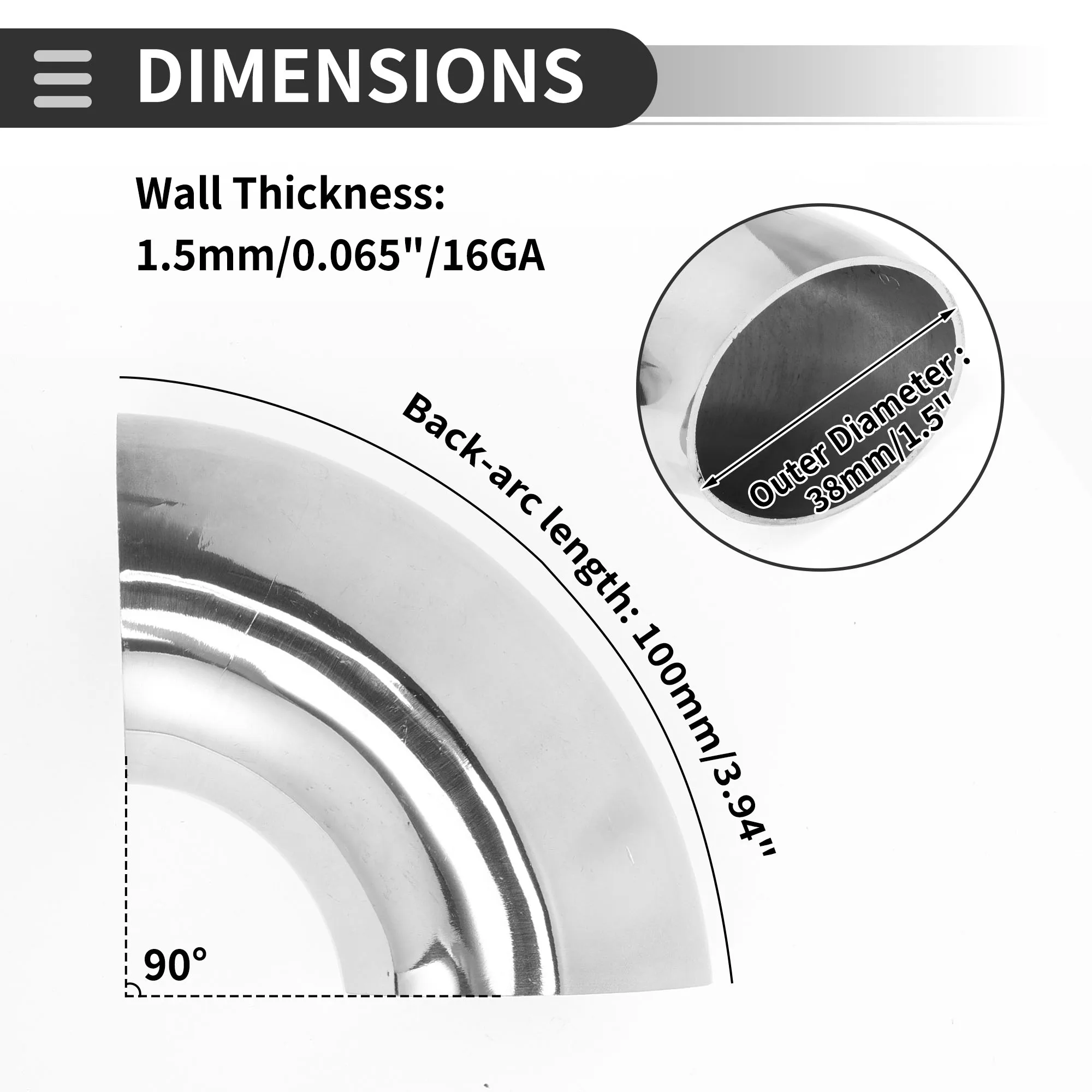UXCELL от 19 мм до 89 изгиб оправки 90 градусов колено модифицированная выхлопная труба
