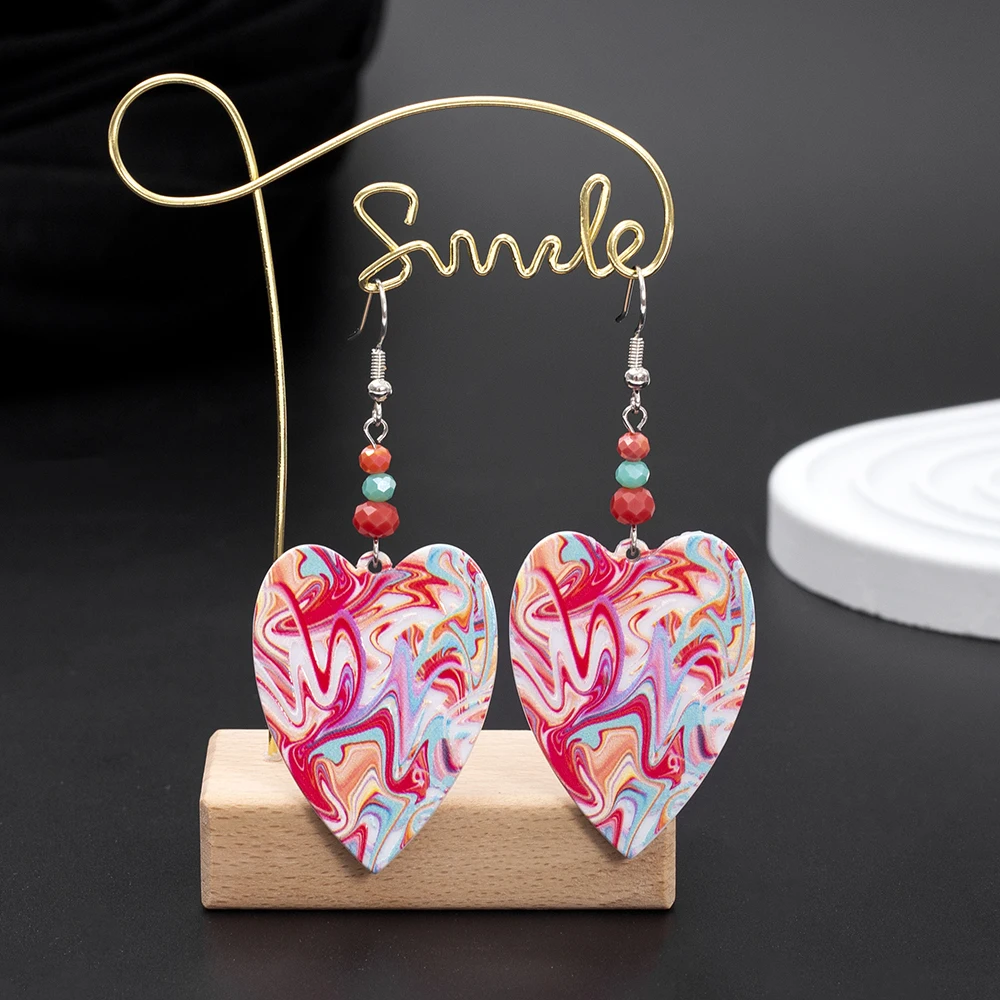 Новые модные яркие серьги в форме сердца для женщин темпераментные легкие