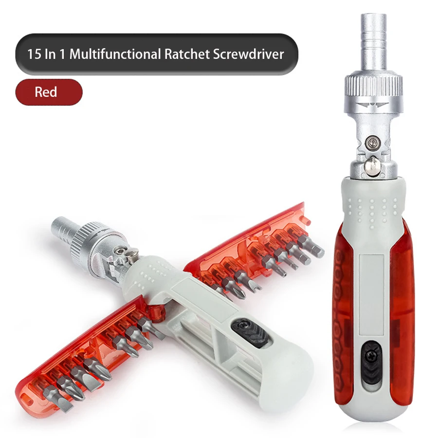 

Multifunctional Ratchet Screwdriver Set 14 In 1 Portable Foldable Phillips Slotted Screw Driver Bit Combination Hand Tools