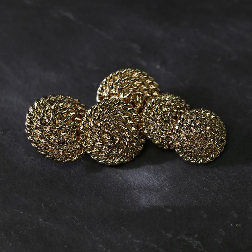 Винтажная металлическая пуговица со спиральной золотой цепочкой для рубашки и