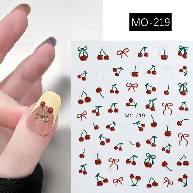3D наклейки для ногтей белые цветы маргаритки цветочные листья элегантные