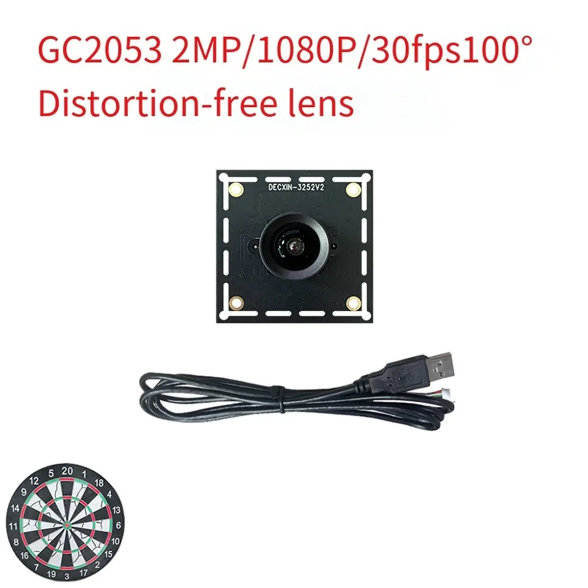 Фото N05R GC2053 2 МП 1080P USB-модуль камеры с углом обзора 100 градусов, без драйверов, с кабелем 2 м, подходит для системы автомат №4
