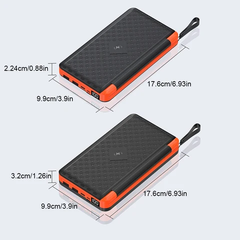Складной аккумулятор на солнечной батарее емкостью 20000 мАч с 3 солнечной панелью, беспроводное зарядное устройство Qi, внешний аккумулятор для iPhone, повербанк для кемпинга