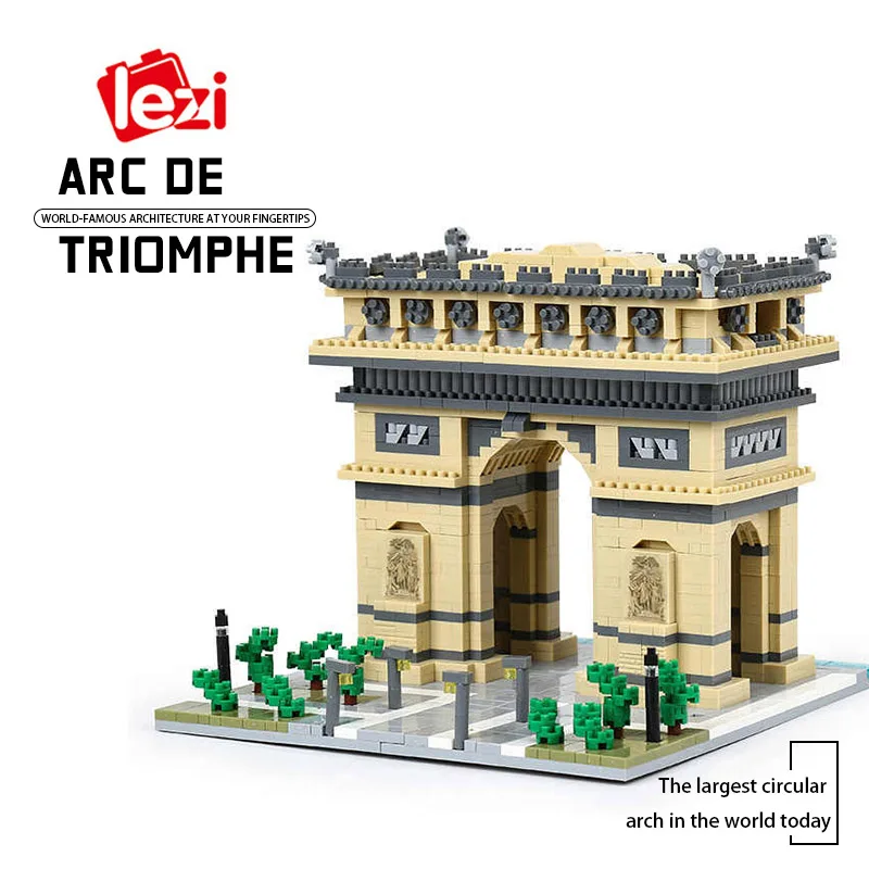 

City Architecture Arch of Triumph Gate World Famous Micro Building Blocks Street View Architecture Model Bricks Kids Toys Gifts