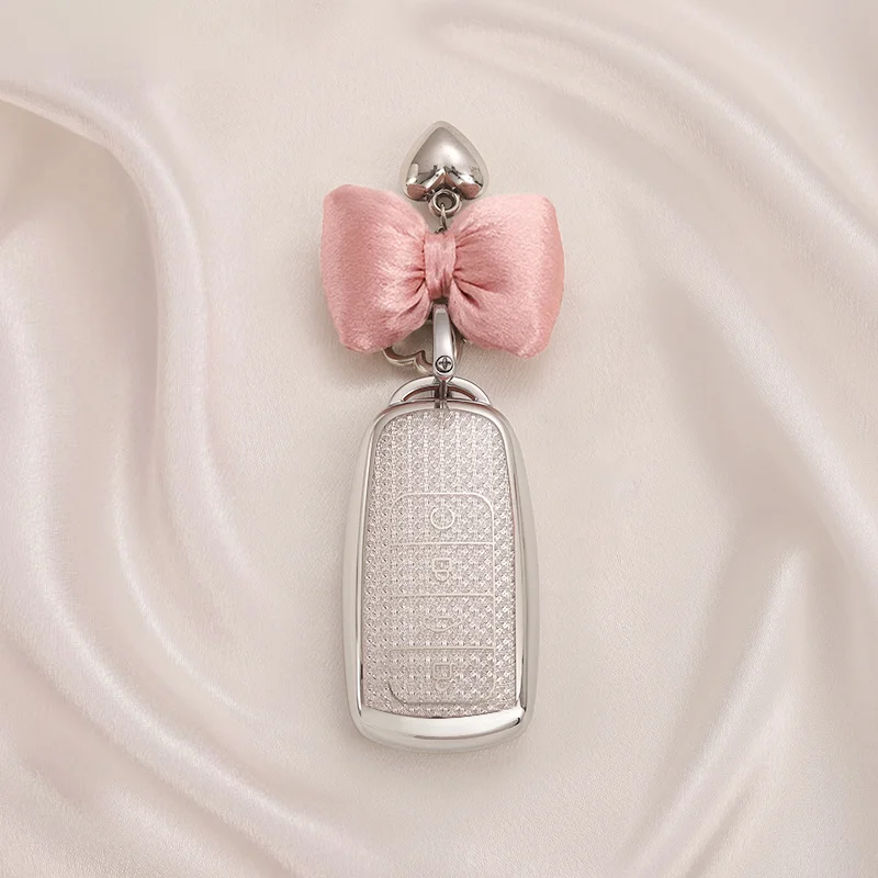 ТПУ с белым ромбовидным узором для Chery JAECOO J7 J8 TIGGo 8PRO OMODA 5, чехол для дистанционного управления, смарт-автомобильный ключ, чехол-брелок, сумка, брелок, аксессуары