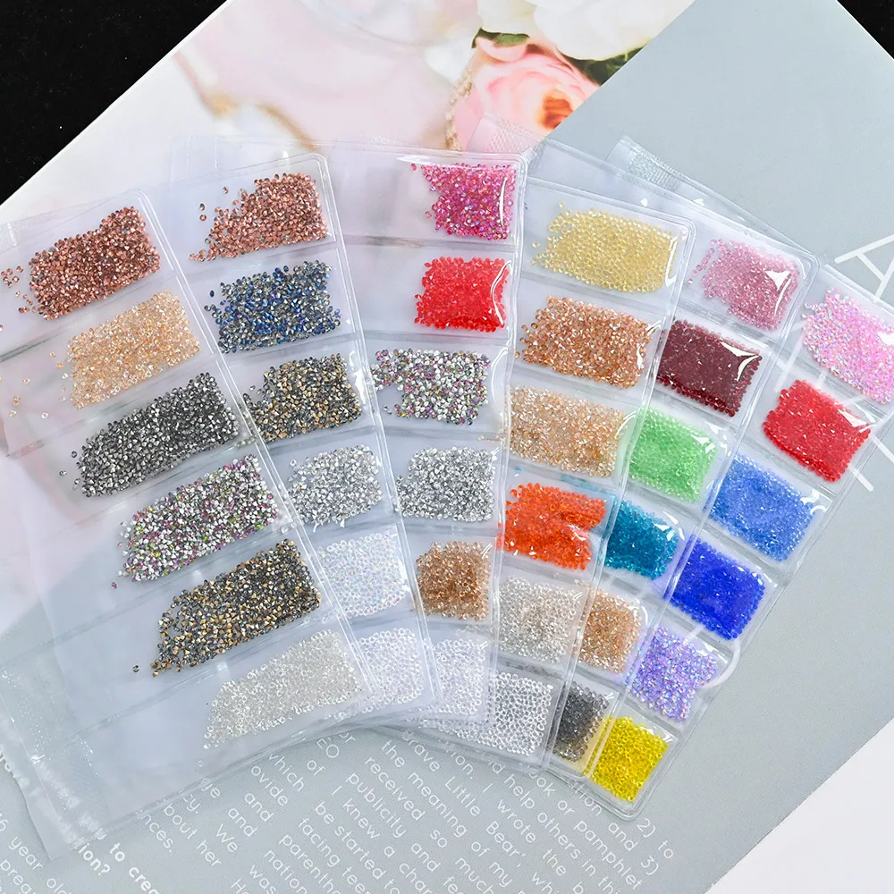 

6style/Kits 1.3MM Crystal&AB Chaton Nail Art Pointed Rhinestone Micro Manicure Decoration Tiny Mini Rhinestones Glass Tips DIY #