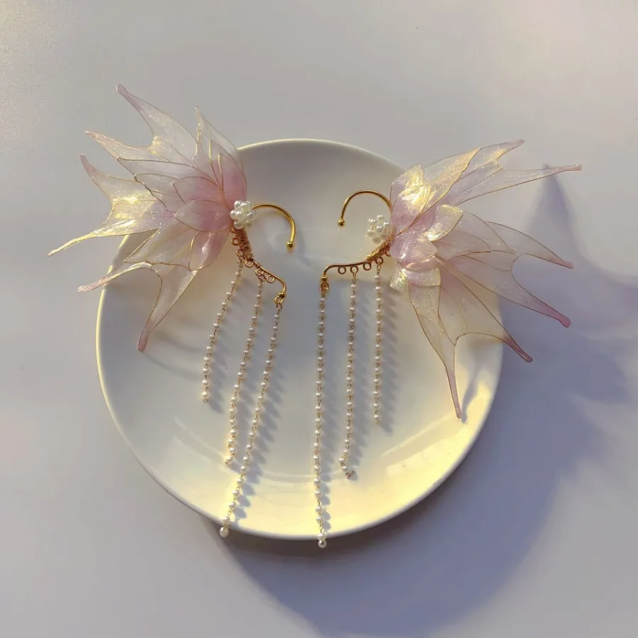 Повязка на голову с розовой бабочкой искусственная жемчужная кисточка аксессуар