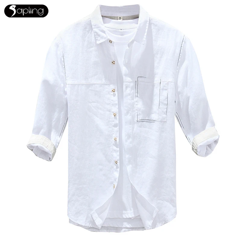 

Men's Short Sleeve Shirts Chinese Style Linen Shirts Spring Summer New High Quality Harajuku Casual Loose Tops Male Retro Shirt